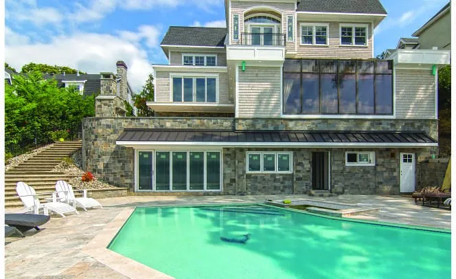 Alpine Grey Castle Stone on a poolside elevation