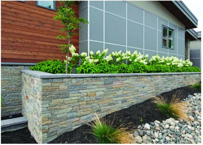 Azteca Ledge Stone on a raised planter
