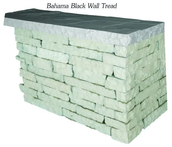 Bahama Black wall tread on an Asheville Ledge Stone wall