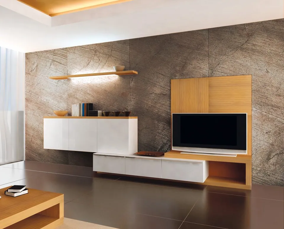 Copper Gold Slimline natural stone, installed